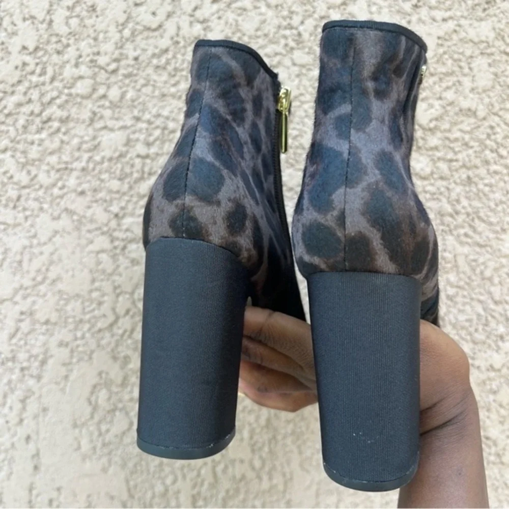 KARL LAGERFELD‎ Lainey Leopard Haircalf Heel Boots Womens 7.5